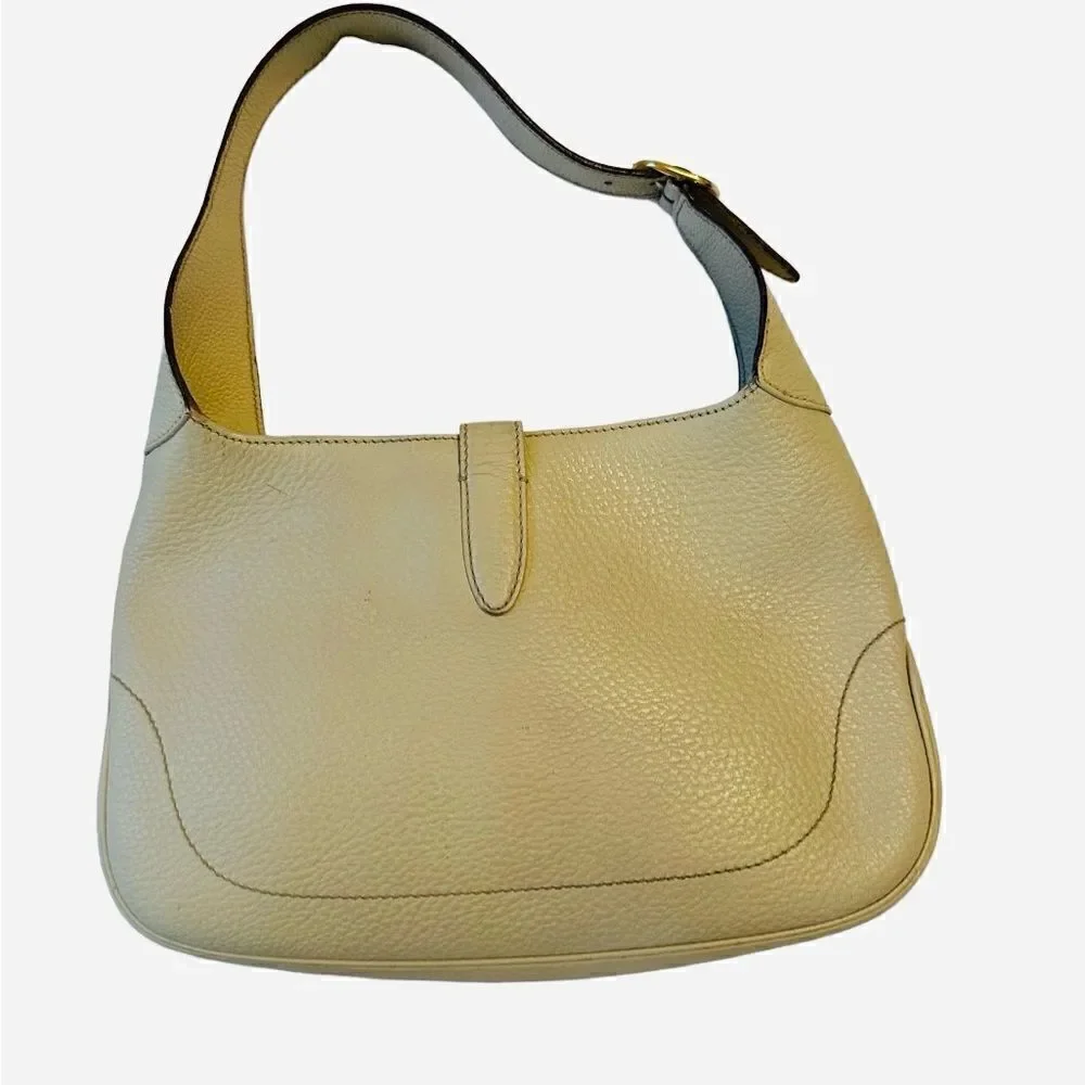 Gucci beiges leather Jackie bag with silver piston lock